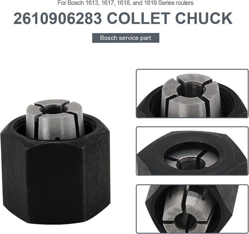 Thaekuns 2pcs 2610906283 1/4" Router Collet for Bosch 1613,1617, 1618,1619 Series Routers - Image 5